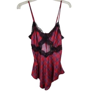 NWT Victoria's Secret Plaid Lace Satin Romper Lingerie Sexy Whimsigoth Small